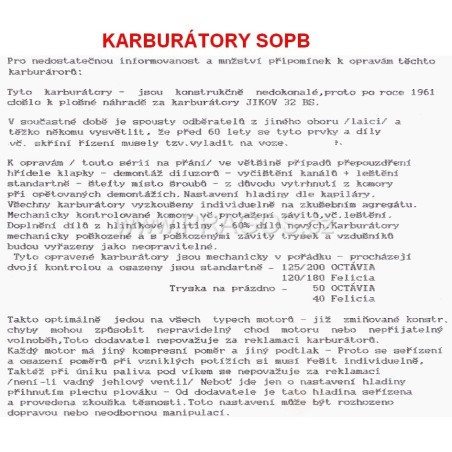 KARBURÁTOR SOPB ===>>>, ZÁRUKA + INFO