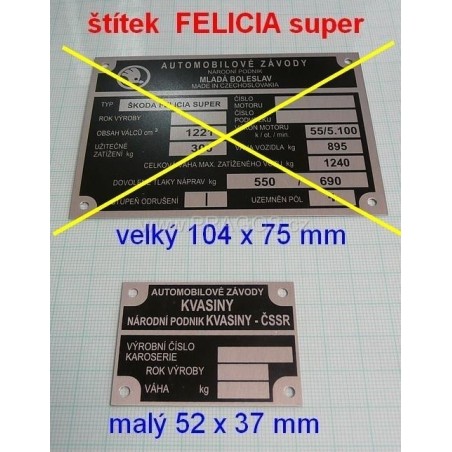 ŠTÍTEK, FELICIA super, malý ČSSR