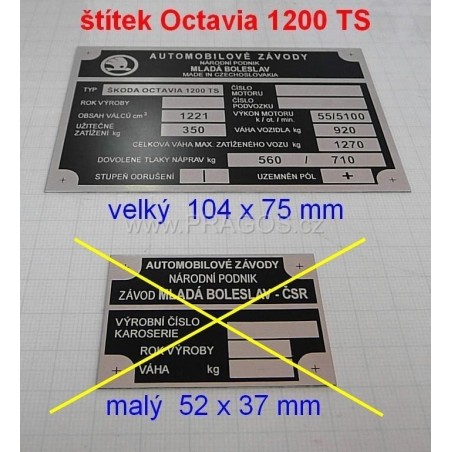 ŠTÍTEK, OCTAVIA 1200 TS, Velký