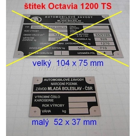 ŠTÍTEK, OCTAVIA 1200 TS, malý